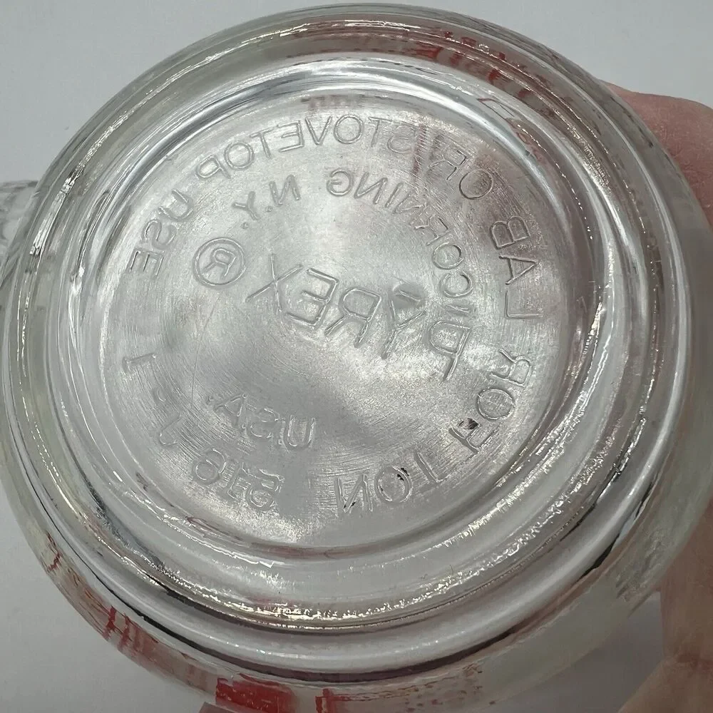 Vintage Glass Pyrex Liquid Measuring 2 Cup 516 Glass Red Letter D-Handle